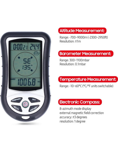 Altímetro Digital 8 en 1 Kodrily con Brújula y Termómetro