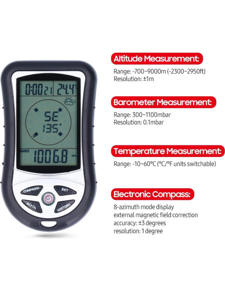 Altímetro Digital 8 en 1 Kodrily con Brújula y Termómetro