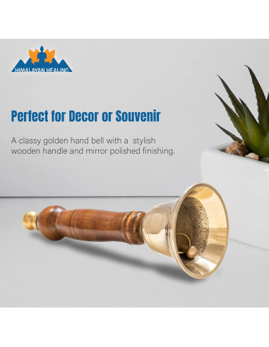 Campana de Mano de Latón Hecha a Mano - 7.92 cm - Oro