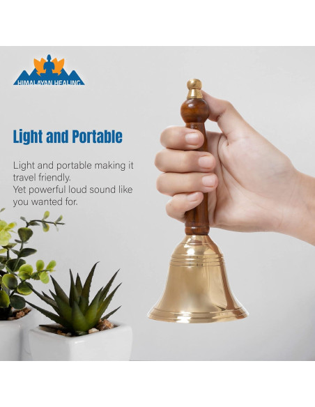 Campana de Mano de Latón Hecha a Mano - 7.92 cm - Oro