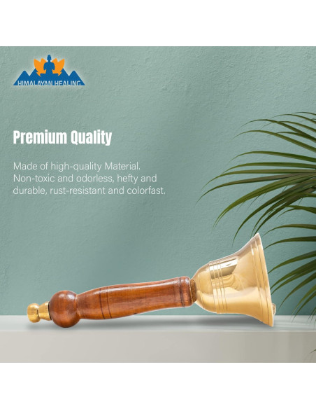 Campana de Mano de Latón Hecha a Mano - 7.92 cm - Oro