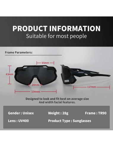 Gafas de Ciclismo JOGVELO Polarizadas 3 Lentes Intercambiables