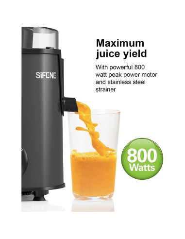 Exprimidor Centrífugo SIFENE 800W Gran Boca 7.62cm Gris