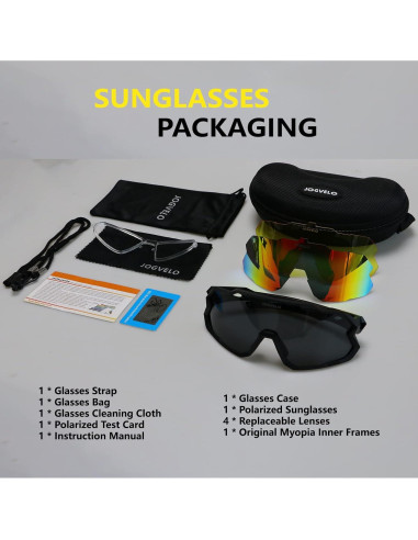 Gafas de Ciclismo JOGVELO Polarizadas 3 Lentes Intercambiables