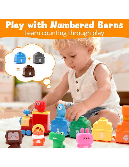 Juguete Educativo Tren de Granja Montessori 9 Animales 1 Granjero