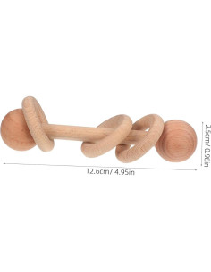 Sonajero de Madera Montessori Caqui para Recién Nacidos 12.6x2.5cm 2