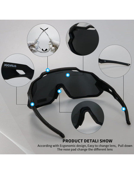 Gafas de Ciclismo JOGVELO Polarizadas 3 Lentes UV400