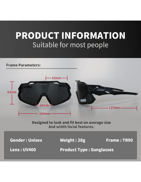 Gafas de Ciclismo JOGVELO Polarizadas 3 Lentes UV400
