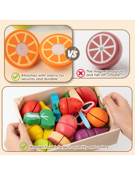 Comida de Juguete de Madera KDSFT - 34 Piezas para Niños 3+