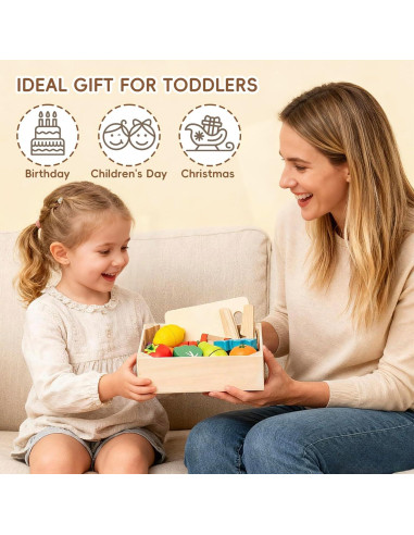 Comida de Juguete de Madera KDSFT - 34 Piezas para Niños 3+