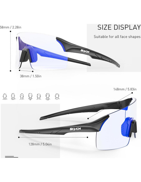 Gafas de Ciclismo Fotocromáticas SCVCN UV400 Ajustables