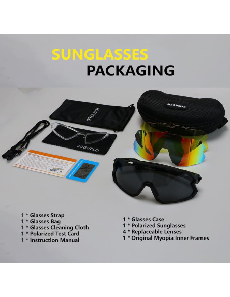 Gafas de Ciclismo JOGVELO Polarizadas 3 Lentes UV400