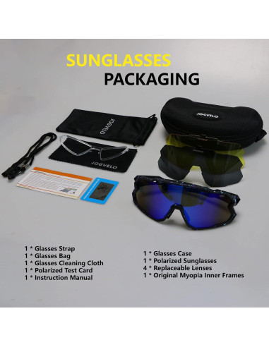 Gafas de Ciclismo JOGVELO Polarizadas 3 Lentes UV400