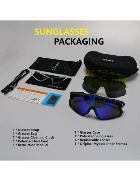 Gafas de Ciclismo JOGVELO Polarizadas 3 Lentes UV400