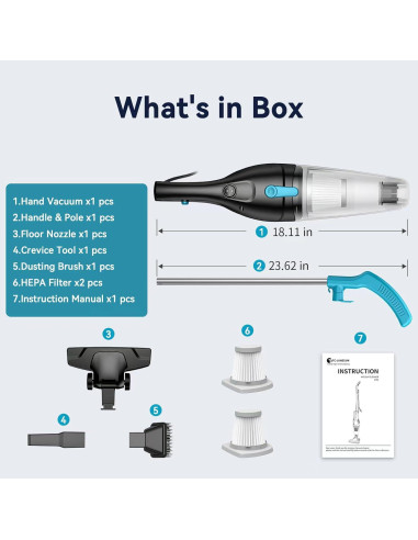 Aspiradora con cable TC-JUNESUN 4 en 1 15Kpa HEPA 0.8L