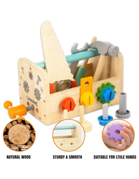 Juego de Herramientas de Madera URHAN - 35 Piezas Educativas