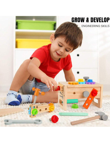 Juego de Herramientas de Madera URHAN - 35 Piezas Educativas