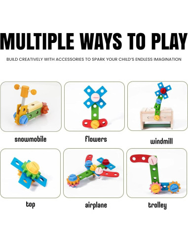 Juego de Herramientas de Madera URHAN - 35 Piezas Educativas