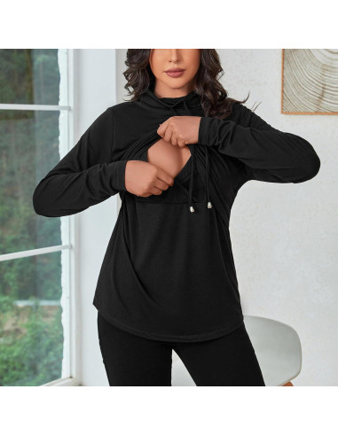 Camiseta de Lactancia GINKANA Mujer Manga Larga Negra