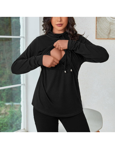 Camiseta de Lactancia GINKANA Mujer Manga Larga Negra