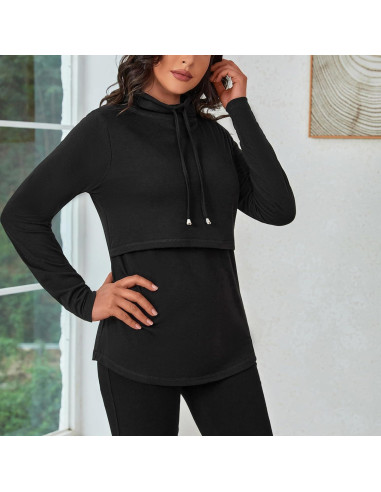 Camiseta de Lactancia GINKANA Mujer Manga Larga Negra