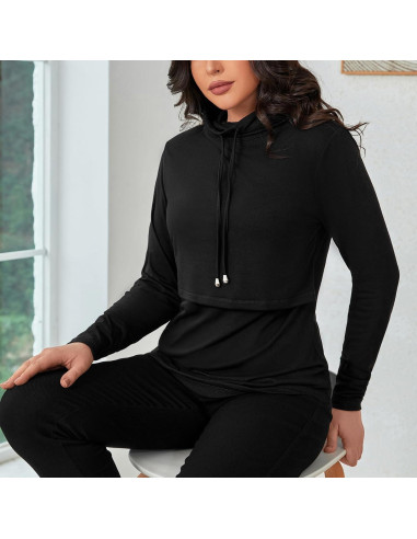 Camiseta de Lactancia GINKANA Mujer Manga Larga Negra