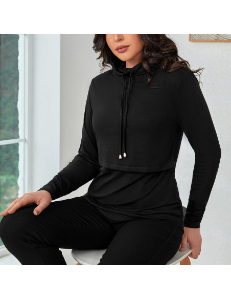 Camiseta de Lactancia GINKANA Mujer Manga Larga Negra