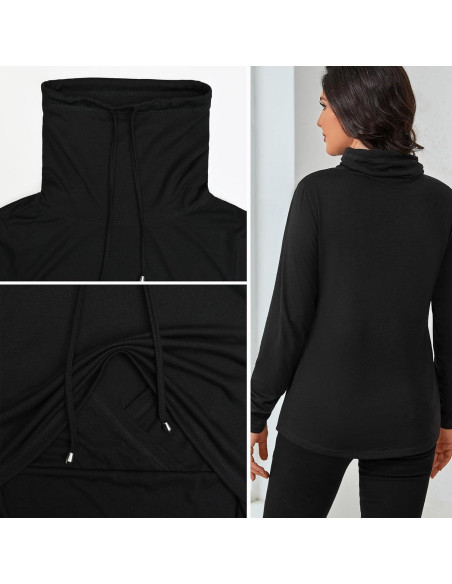 Camiseta de Lactancia GINKANA Mujer Manga Larga Negra