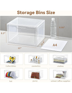 Organizadores de Closet Freebat, 8 Contenedores Plástico Transparente 2