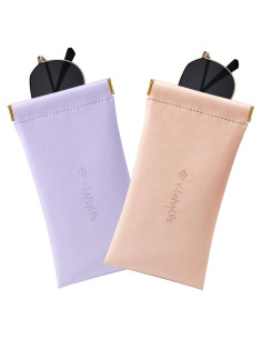 Estuche para Gafas Suave 2 Pack - Cuero Rosa y Púrpura