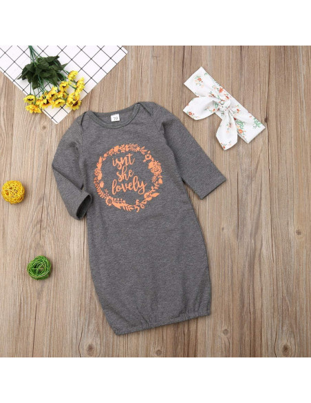 Vestido de Noche Floral para Bebés Qiylii con Diadema 0-18M