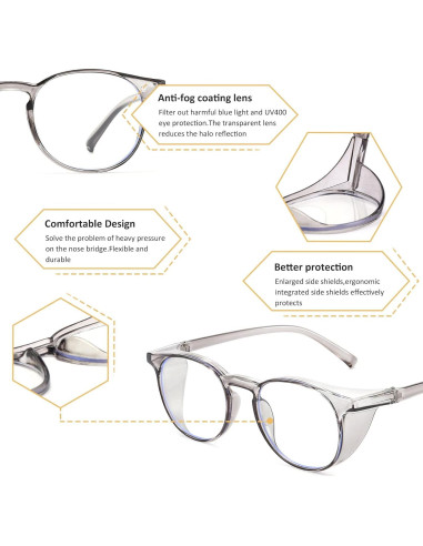 Gafas de Seguridad Outray 2 Pares Antiempañantes Luz Azul