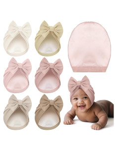 Bonete de Satén para Bebés 0-6 Meses - 6 Piezas con Lazo
