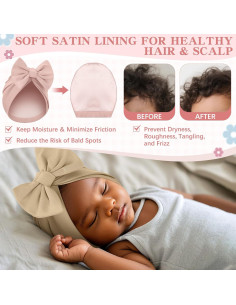 Bonete de Satén para Bebés 0-6 Meses - 6 Piezas con Lazo 2