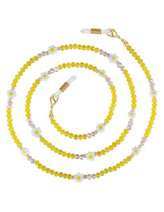 Cadena para Gafas Girasol Feliz - Cristales Amarillos 78.74 cm