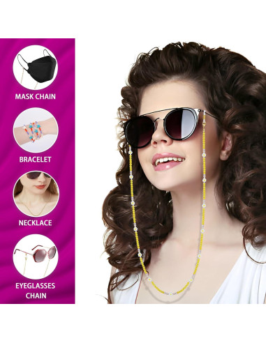 Cadena para Gafas Girasol Feliz - Cristales Amarillos 78.74 cm