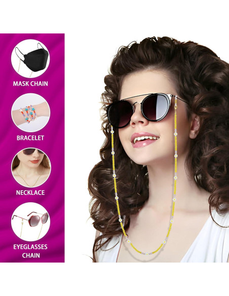 Cadena para Gafas Girasol Feliz - Cristales Amarillos 78.74 cm