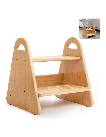 Escalera de Madera Oiehur 2 Pasos Antideslizante para Niños