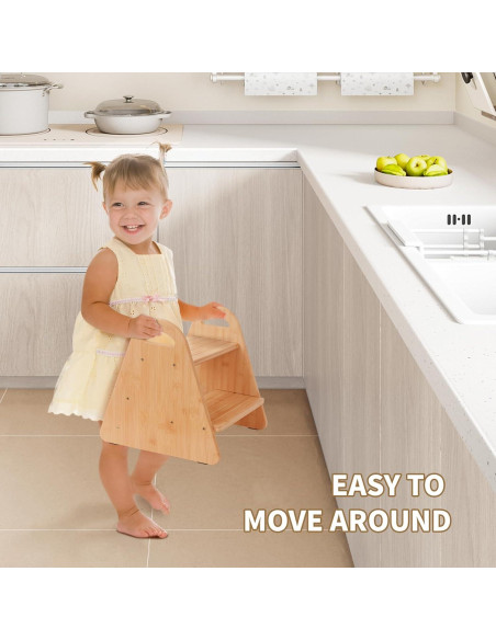 Escalera de Madera Oiehur 2 Pasos Antideslizante para Niños