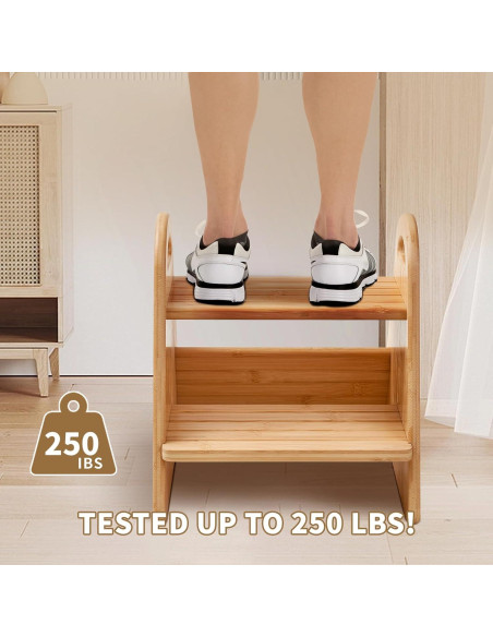 Escalera de Madera Oiehur 2 Pasos Antideslizante para Niños