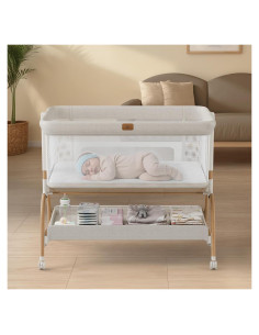 Cuna de Lado 3 en 1 BabyBond con Colchón y Sábana Suave