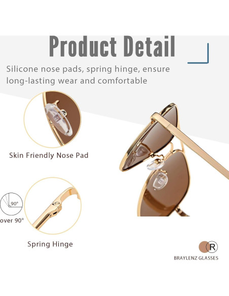 Gafas de sol aviador Braylenz polarizadas UV 100% unisex