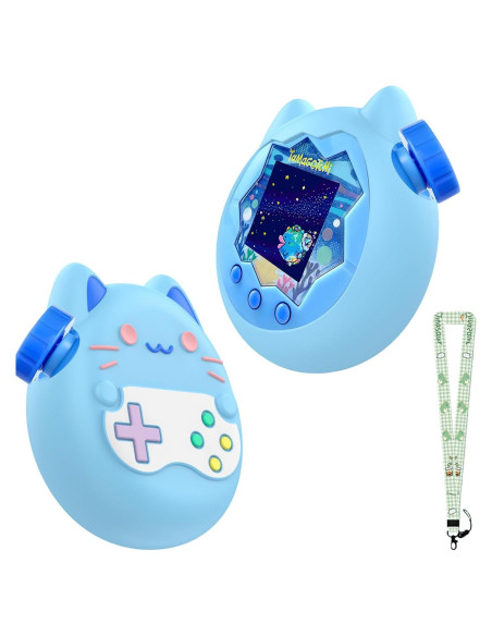 Funda Protectora de Silicona HUKWIMO para Tamagotchi Paradise Azul