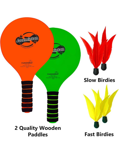 Juego de Paddle Ball Funsparks Jazzminton - 2 Palas y 4 Birdies