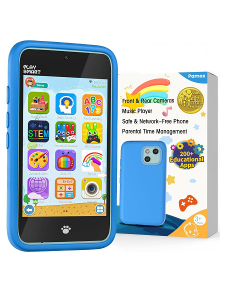 Teléfono de Juguete PAMOX Azul con Doble Cámara y 200 Juegos