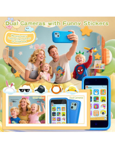 Teléfono de Juguete PAMOX Azul con Doble Cámara y 200 Juegos 2