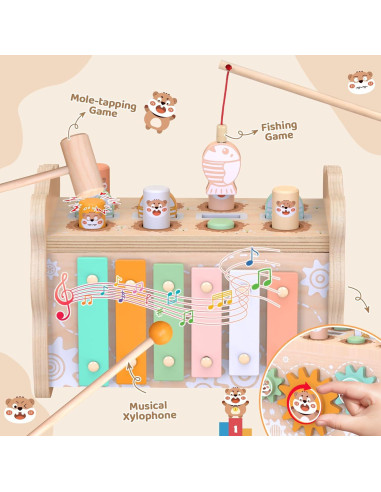 Juguetes Montessori de Madera Shen Zhen 5 en 1 para Niños 1-3 Años