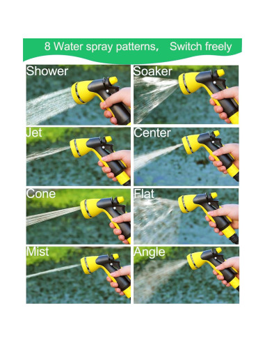 Manguera de Jardín AiPertop 15.24m Expandible con Boquilla 8 Modos