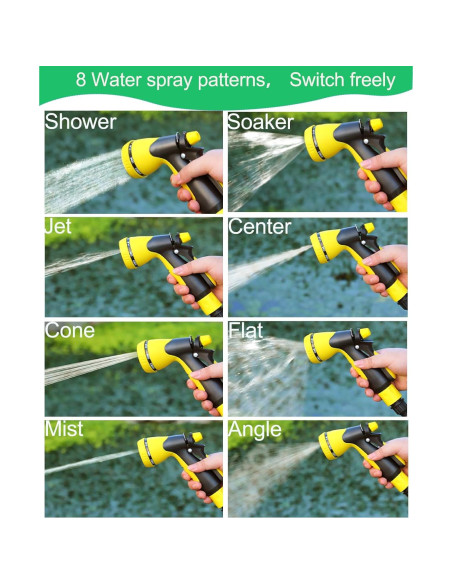 Manguera de Jardín AiPertop 15.24m Expandible con Boquilla 8 Modos