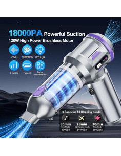 Aspiradora de Coche Portátil DEOLIFEGO CY-113 120W 18000Pa 2